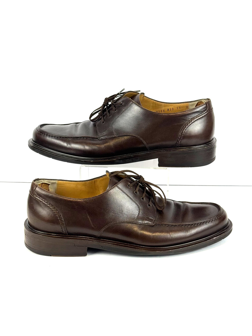 Salvatore Ferragamo Mens Dark Brown Moc Toe Oxford Lace Dress Shoes Size 11 D